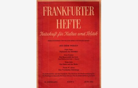 Heft 6. 10. Jg. ; Frankfurter Hefte. Zeitschrift für Kultur und Politik.