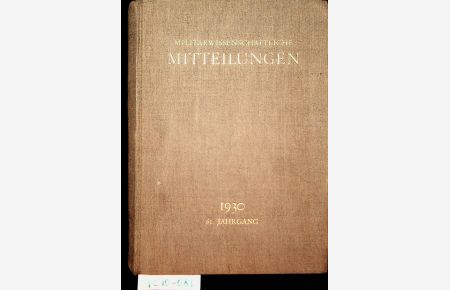 Militärwissenschaftliche Mitteilungen. 61. Jahrgang 1930.