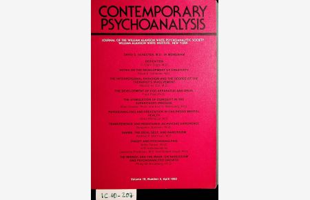 Contemporary psychoanalysis : journal of the William Alanson White psychoanalytic society and William Alanson White institute, New York Volume 19, Number 2, April 1983