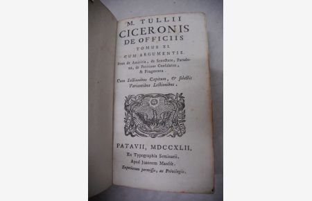 M. Tullii Ciceronis De officiis. Tomus XI. Cum argumentis.   - (= M. Tullii Ciceronis opera omnia)