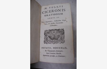 M. Tullii Ciceronis orationum. Tomus III.   - (= M. Tullii Ciceronis opera omnia)