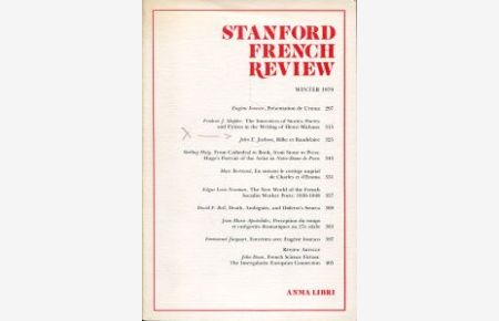 Stanford French Review, Winter 1979. Darin u. a. enthalten: Jackson, John E. : Rilke et Baudelaire.