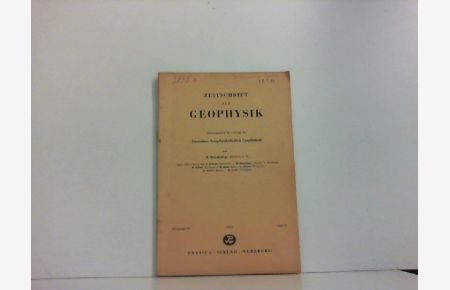 Zeitschrift für Geophysik Jg. 24, Heft 6. -1958