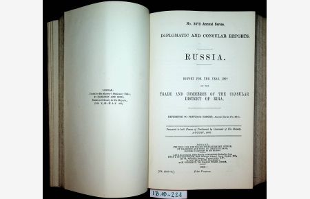 Diplomatic and consular reports. Annual series No. 3065- 3099 bound in 1 Volume [34 reports; most Reports for the Year 1902]