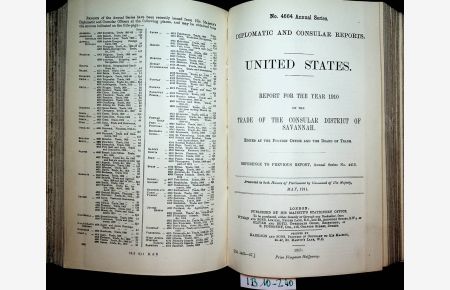 Diplomatic and consular reports. Annual series No. 4650- 4674 bound in 1 Volume [ 25 reports; most Reports for the Year 1910]