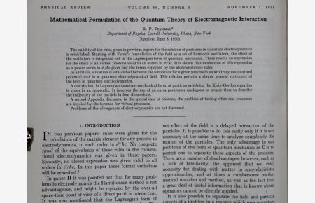 Mathematical Formulation of the Quantum Theory of Electromagnetic Interaction in: Physical Review, Vol. 80 (1950), pp. 440-45. - With - Erwin Hahn: Spin Echoes (580-594).