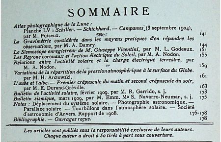 Bulletin de la societe belge d'astronomie. Et Revue … Astronomie de Meterologie et de Physique du Globe. 14 Annee No 4.