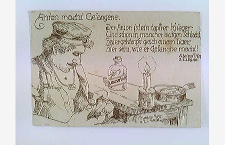 AK Anton macht Gefangene, Fr. Weber 5/81, Läusetod, Humor, Feldpostkarte 1914, ungelaufen