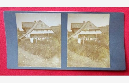 Original Stereoskopie-Fotografie (Stereobild. Stereophotographie). Schwarzwaldhaus bei Furtwangen 1910