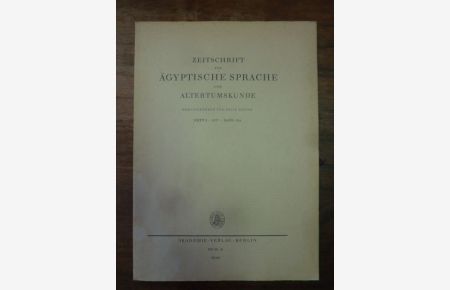 Zeitschrift für ägyptische Sprache und Altertumskunde [ZÄS], Band 104, 1977, Heft 2,