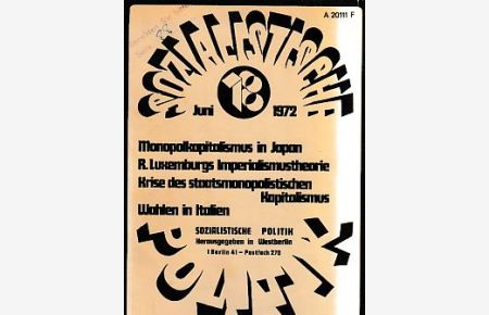 Nr. 18; Sozialistische Politik; 4. Jahrgang; Juni 1972.