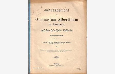 Von Goethes Sprache und Stil im Alter. In: Jahresbericht des Gymnasium Albertinum zu Freiberg auf das Schuljahr 1893-94. Programm Nr. 539.