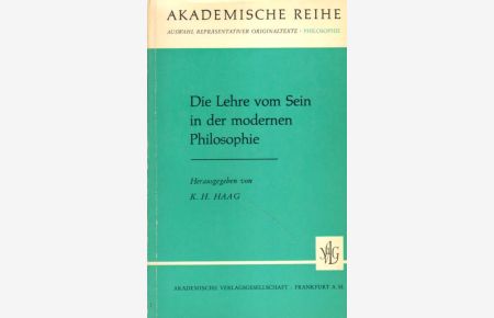 Die Lehre vom Sein in der modernen Philosophie.