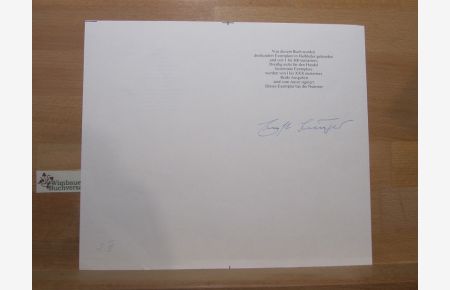 Original signierter Ersatzdruckbogen zu Ernst Jüngers Siebzig verweht V von 1995 // Signiert Signed Handsigned Autograph Autogramm