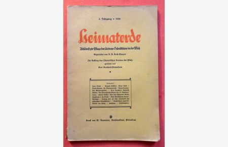 Heimaterde 4. Jg. 1926 (Zeitschrift zur Pflege des schönen Schrifttums in der Pfalz, i. A. des Literarischen Vereins der Pfalz geleitet v. Gert Buchheit-Pirmasens)