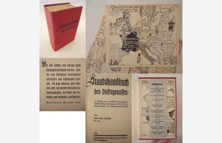 Staatshandbuch des Volksgenossen * 11. Auflage des Deutschen Staatsbürger-Taschenbuches, herausg. von Dr. Model, Regierungsrat a. D. , Rechtsanwalt und Notar.