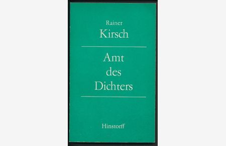 Amt des Dichters.   - Aufsätze, Rezensionen, Notizen. 1964-1978. Mit 1 Frontispiz.