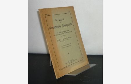 Blätter für württembergische Kirchengeschichte - Neue Folge, 35. Jahrgang, 1931, Heft 3/4. Im Auftrag des Vereins für württembergische Kirchengeschichte herausgegeben von Julius Rauscher.