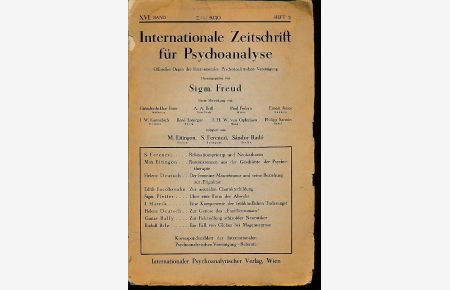 Internationale Zeitschrift für Psychoanalyse, 16. Band, 1930, Heft 2.   - Offizielles Organ der Internationalen Psychoanalytischen Vereinigung.