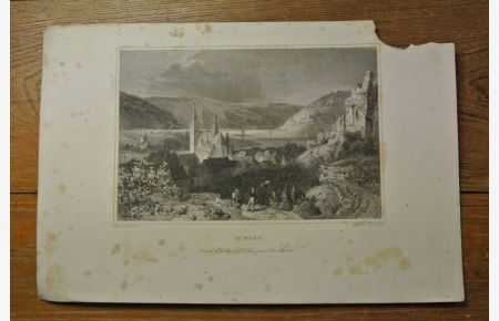 Bingen. Stahlstich von 1847.   - (= Bildtafel aus: Der Rhein und die Rheinlande dargestellt in malerischen Original-Ansichten)