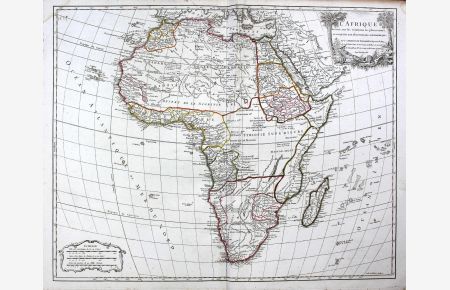 L'Afrique dresse, sur les relations les plus recentes, ez assujettie aux oberservations astronomiques - Afrika Südafrika South Africa Sansibar Zanzibar Madagaskar Madagascar Karte map