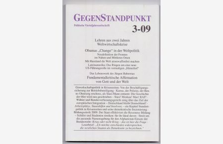 Gegenstandpunkt - Politische Vierteljahreszeitschrift Heft 3-09.