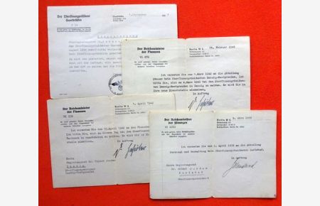 3 Versetzungsschreiben des Reichsminister der Finanzen für Regierungsrat Helmut Jordan v 1939, 1942 (2mal) (Versetzungen nach Karlsbad, Metz-Stadt, Danzig)