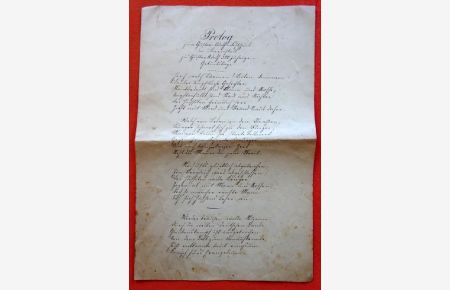 Prolog zum Gustav-Adolf-Festspiel in Bernstadt zu Gustav Adolf 300jährigem Geburtstage (handschriftliche Aufzeichnungen in Gedichtform, 20 Strophen)