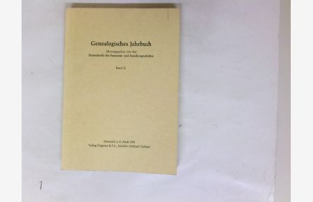 Genealogisches Jahrbuch. Band 21