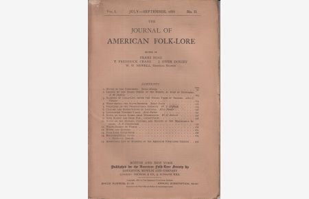 The Journal of American Folk-lore. Vol. I. -July-September, 1888. -No. II.