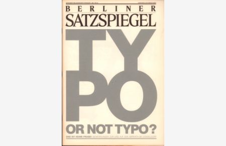 Berliner Satzspiegel. Zeitschrift für angewandte Typografie. 2/88.