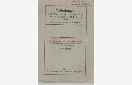 Mitteilungen des Vereins der Geographen an der Universität Leipzig X/Xi (10/11), Sonderdruck.
