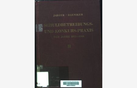 Schuldbetreibungs- und Konkurs-Praxis der Jahre 1911-1945. Band 2.