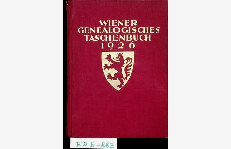 Wiener Genealogisches Taschenbuch 1926 1. Jahrgang
