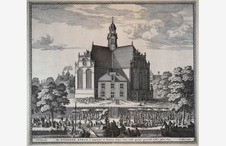 Kupferstich von 1655. De NORDER KERCK. Amsterdam.   - mit den Buchstaben LP.
