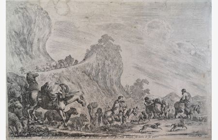 Kupferstich von 1650. Jakobs Reise nach Ägypten .