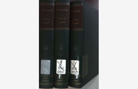 The Symposium: a Critical Review (3 vols. / 3 Bände) - Vol. I: 1930 - 1932.