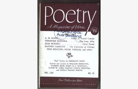 Bad Poetry; in: Vol. LXX No. 4 Poetry - A Magazine of Verse;