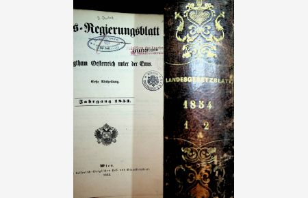 Landes-Regierungsblatt für das Erzherzogthum Oesterreich unter der Enns - Jahrgang 1853, 1. und 2. Abtheilung und Jahrgang 1854, 1. und 2. Abtheilung