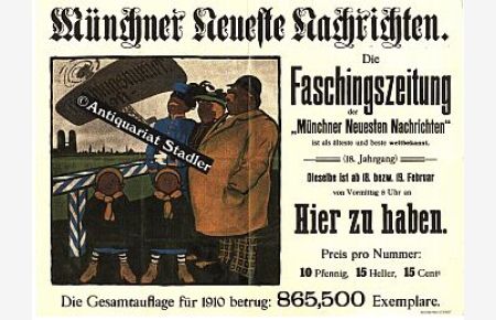 Original-Plakat für die Faschingszeitung der Münchner Neuesten Nachrichten.