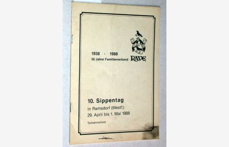 Teilnehmerliste 10. Sippentag in Ramsdorf. 50 Jahre Familienverband 1938-1988.