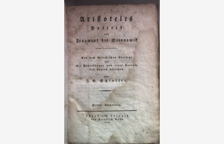 Aristoteles Politik und Fragment der Oeconomik: DRITTE ABTHEILUNG.