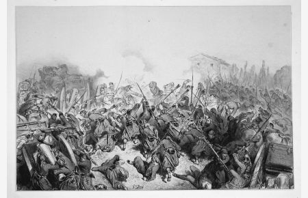 Gustave Doré Schlacht battle soldiers Soldaten Kampf fight Lithographie lithograph