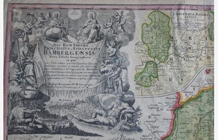 BAMBERG. - Sac. Rom. Imperii Principatus & Episcopatus Bambergensis Nova Tabula Geographica. Original altkolorierte Kupferstichkarte.