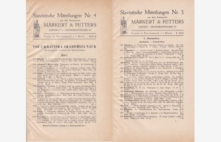 Slavistische Mitteilungen aus dem Antiquariat Markert & Petters, Nr. 3 u. 4