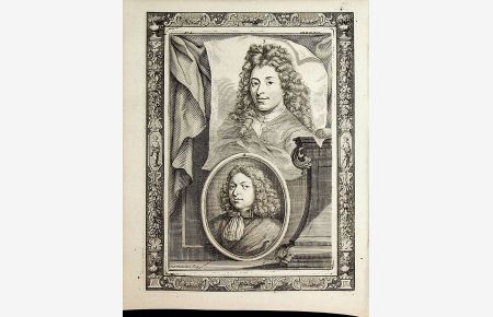 Porträtafel mit Godfried Schalcken (1643-1706), Philip Tideman (1657-1705) vermutlich aus Groote schouburgh der Nederlantsche konstschilders