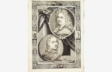 Porträtafel mit Matthijs Wulfraet (1648-1727), Augustinus Terwesten (1649-1711) vermutlich aus Groote schouburgh der Nederlantsche konstschilders