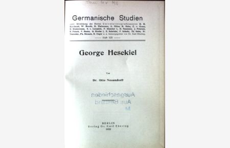 George Hesekiel  - Germanische Studien, Heft 125