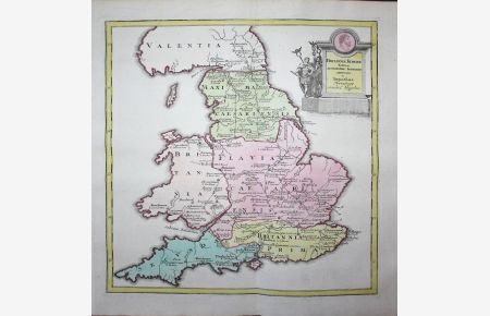Britanniae Romanae - Britannien Britain Britannia Kelten Celts Europe Europa Karte map copper engraving