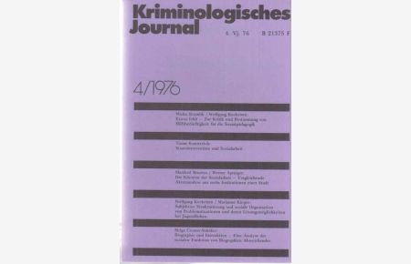 4 / 1976. Kriminologisches Journal. 8. Jahrgang.